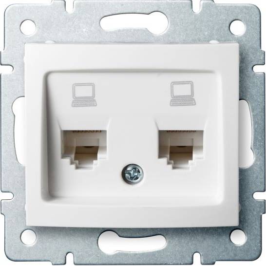 Kanlux DOMO Dvojitá dátová zásuvka, nezávislá (2xRJ45Cat 6 Jack) - biela 24756