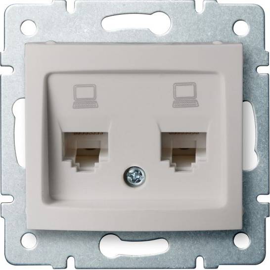 Kanlux DOMO Dvojitá dátová zásuvka, nezávislá (2xRJ45Cat 5e Jack) - perleťovo biela 24991