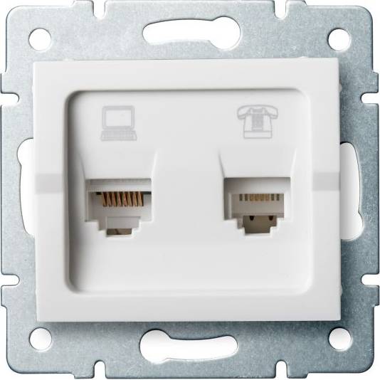 Kanlux LOGI Zásuvka pre dátový telefón RJ45Cat 5e + RJ11 - biela 25112