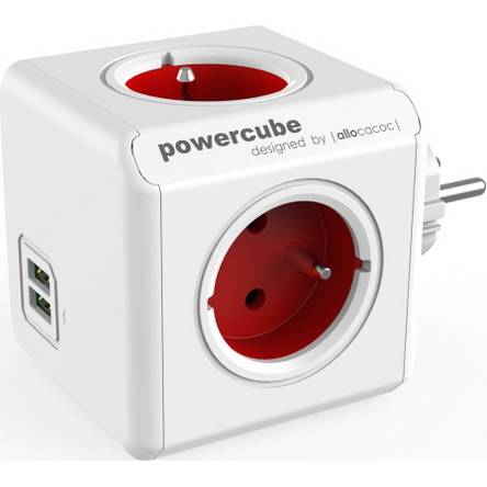 Napájacia kocka PowerCube pripojená priamo do zásuvky 230 V USB /ČERVENÁ/