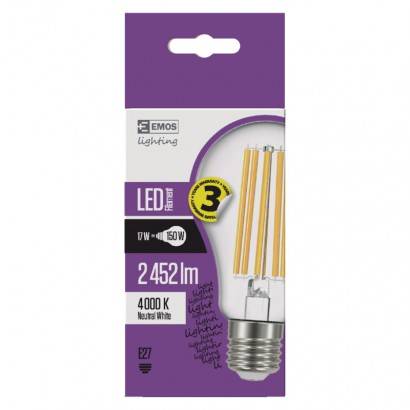 Z74291 LED žiarovka Filament A67 A++ 17W E27 neutrálna biela EMOS