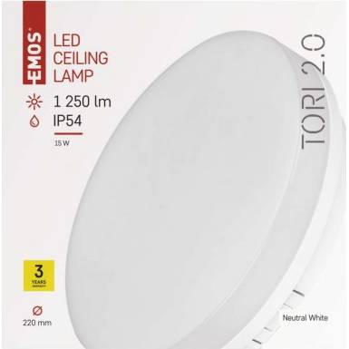 ZM4321 LED stropné svietidlo, kruhové biele 15W neutrálna biela, IP54 EMOS Lighting