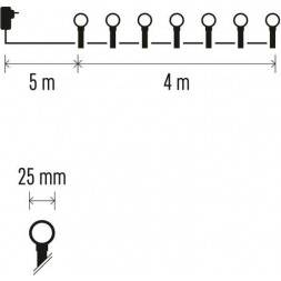 D5AW01 LED svetelná čerešňová reťaz - guľôčky 2,5 cm, 4 m, vnútorné a vonkajšie, teplá biela, časovač EMOS Lighting