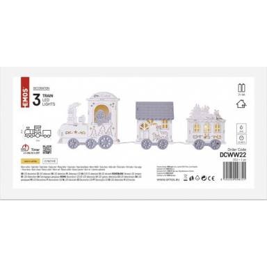 DCWW22 LED drevená dekorácia - vláčik, 2x AA, 14 cm, vnútorná, teplá biela, časovač EMOS