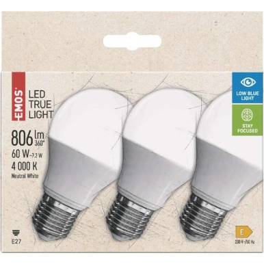 ZQ5145.3 LED žiarovka True Light 7,2W E27 neutrálna biela EMOS Lighting