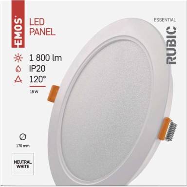 ZD1442 LED vstavané svietidlo RUBIC, kruhové, 18W neutrálna biela EMOS Lighting