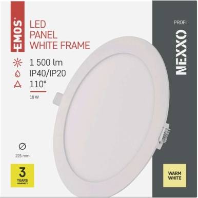 ZD1144 LED vstavané svietidlo NEXXO, okrúhle, biele, 18 W, teplá biela EMOS Lighting