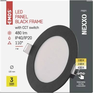 ZD1323 LED vstavané svietidlo NEXXO, okrúhle, čierne, 7 W, so zmenou CCT EMOS Lighting