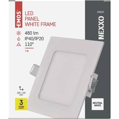 ZD2125 LED vstavané svietidlo NEXXO, štvorcové, biele, 7W, neutrálna biela EMOS Lighting