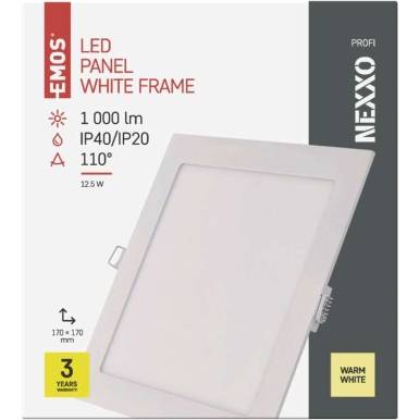 ZD2134 LED vstavané svietidlo NEXXO, štvorcové, biele, 12,5 W, teplá biela EMOS Lighting