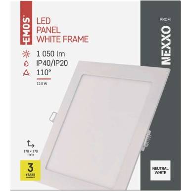 ZD2135 LED vstavané svietidlo NEXXO, štvorcové, biele, 12,5 W, neutrálna biela EMOS Lighting