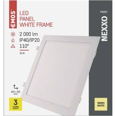 ZD2154 LED vstavané svietidlo NEXXO, štvorcové, biele, 25W, teplá biela EMOS Lighting