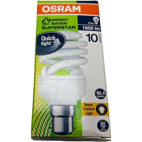 Osram DULUX Superstar Micro Twist B22d 24W/2500°K