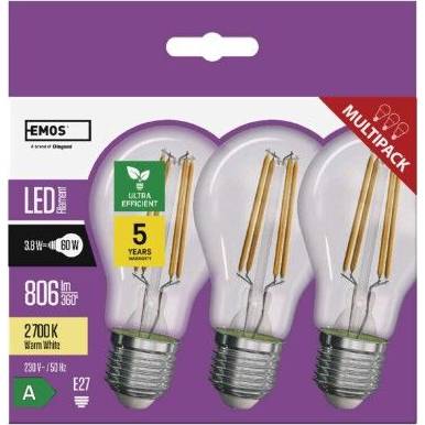 ZF5147.3 LED žiarovka Filament A60 / E27 / 3,8 W (60 W) / 806 lm / teplá biela EMOS Lighting