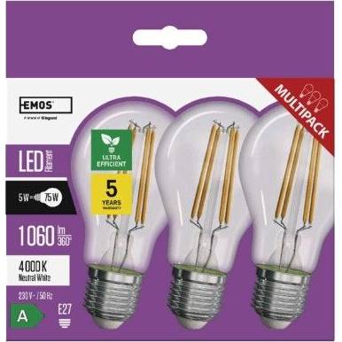 ZF5158.3 LED žiarovka Filament A60 / E27 / 5 W (75 W) / 1 060 lm / neutrálna biela EMOS Lighting