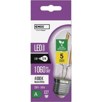 ZF5158 LED žiarovka Filament A60 / E27 / 5 W (75 W) / 1 060 lm / neutrálna biela EMOS Lighting