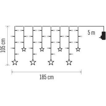 DCGW12 LED vianočný záves - hviezdy, 185x105 cm, vnútorný, teplá biela EMOS