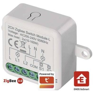 H5104 Spínací modul GoSmart IP-2104SZ, ZigBee, 2-kanálový (nevyžaduje N-vodič)