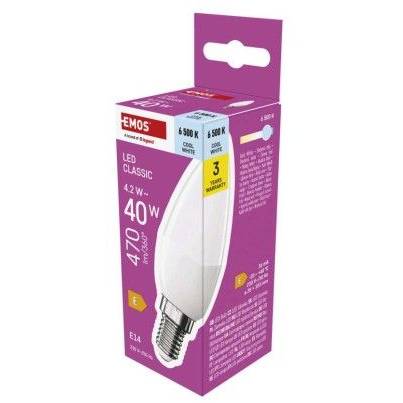 ZQ3E24 LED žiarovka Classic Candle / E14 / 4,2 W (40 W) / 470 lm / studená biela