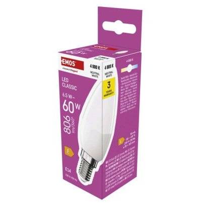 ZQ3E43 LED žiarovka Classic Candle / E14 / 6,5 W (60 W) / 806 lm / neutrálna biela