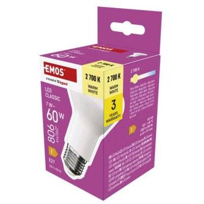 ZQ7E41 Klasická LED žiarovka R63 / E27 / 7 W (60 W) / 806 lm / teplá biela