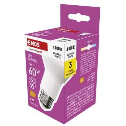 ZQ7E43 Klasická LED žiarovka R63 / E27 / 7 W (60 W) / 806 lm / neutrálna biela