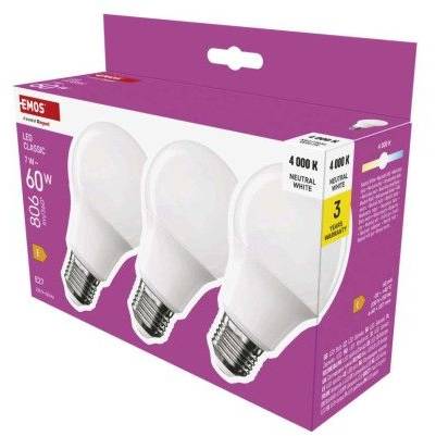 ZQ5E43.3 LED žiarovka Classic A60 / E27 / 7 W (60 W) / 806 lm / neutrálna biela