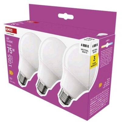 ZQ5E53.3 LED žiarovka Classic A60 / E27 / 9,5 W (75 W) / 1055 lm / neutrálna biela