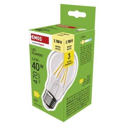 ZF5D22 LED žiarovka Filament A60 / E27 / 3,4 W (40 W) / 470 lm / teplá biela