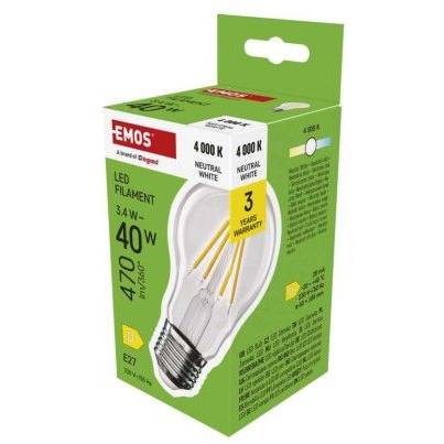 ZF5D23 LED žiarovka Filament A60 / E27 / 3,4 W (40 W) / 470 lm / neutrálna biela