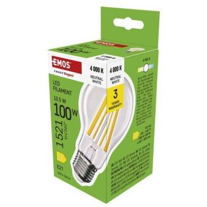 ZF5D63 LED žiarovka Filament A60 / E27 / 10,5 W (100 W) / 1521 lm / neutrálna biela