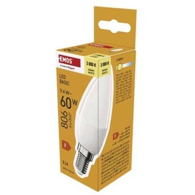 ZL3F42 LED žiarovka Basic Candle / E14 / 9,4 W (60 W) / 806 lm / teplá biela