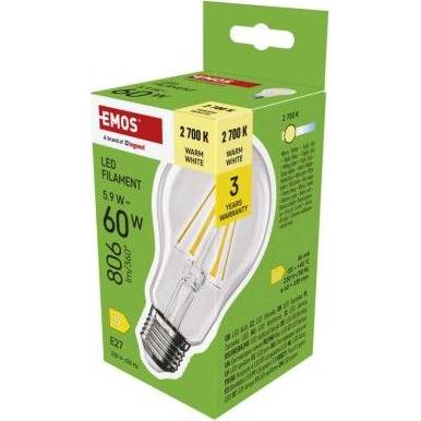 ZF5D42 LED žiarovka Filament A60 / E27 / 5,9 W (60 W) / 806 lm / teplá biela