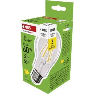 ZF5D43 LED žiarovka Filament A60 / E27 / 5,9 W (60 W) / 806 lm / neutrálna biela