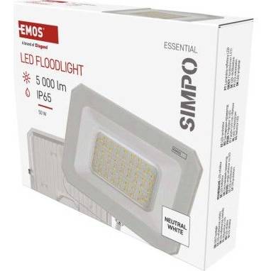 ZS2243W LED reflektor SIMPO 50W, biely, IP65, 5000 lm, neutrálna biela